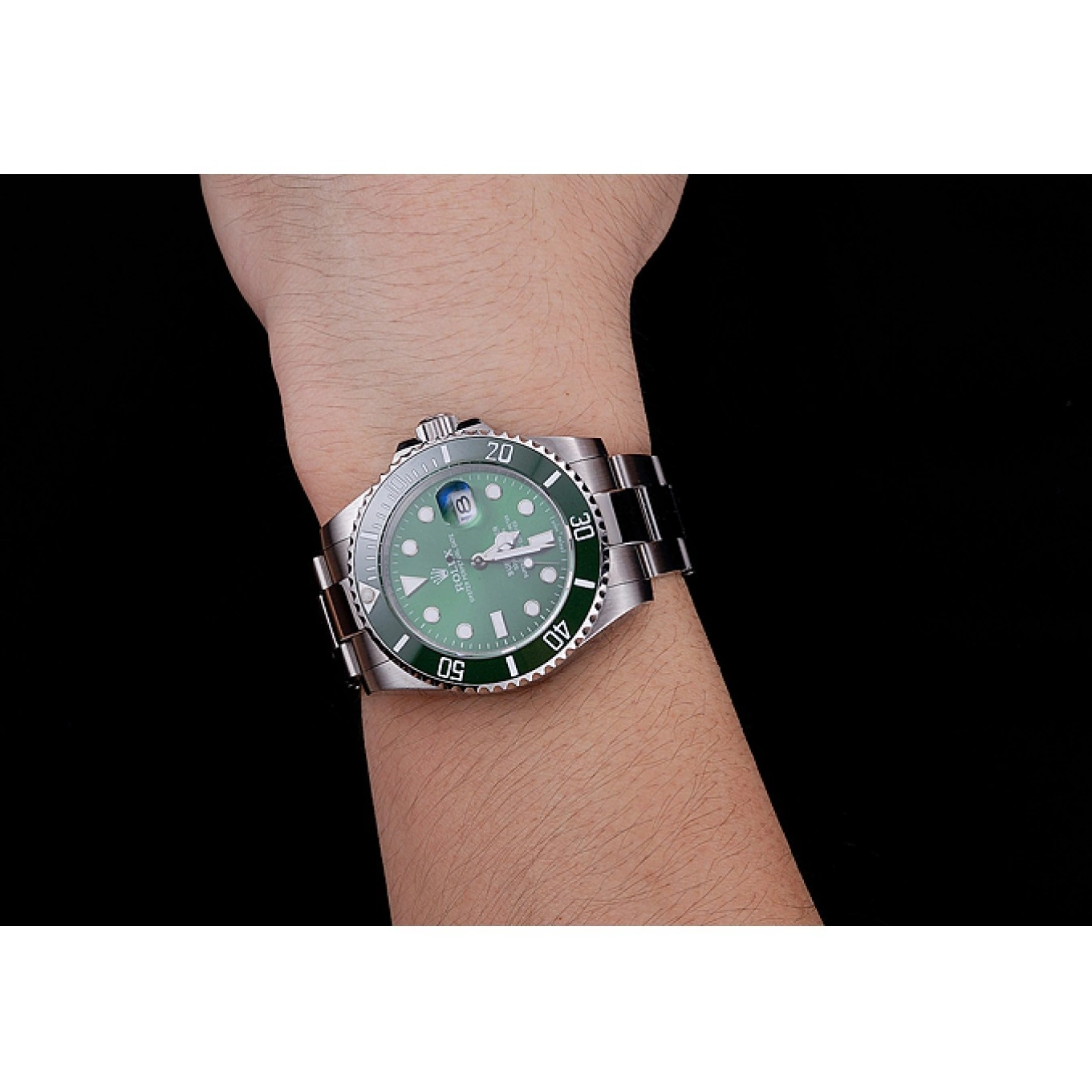 Aaa fake watches Steel 1454069 Stainless Submariner Bracelet Green Dial Rolex 0526